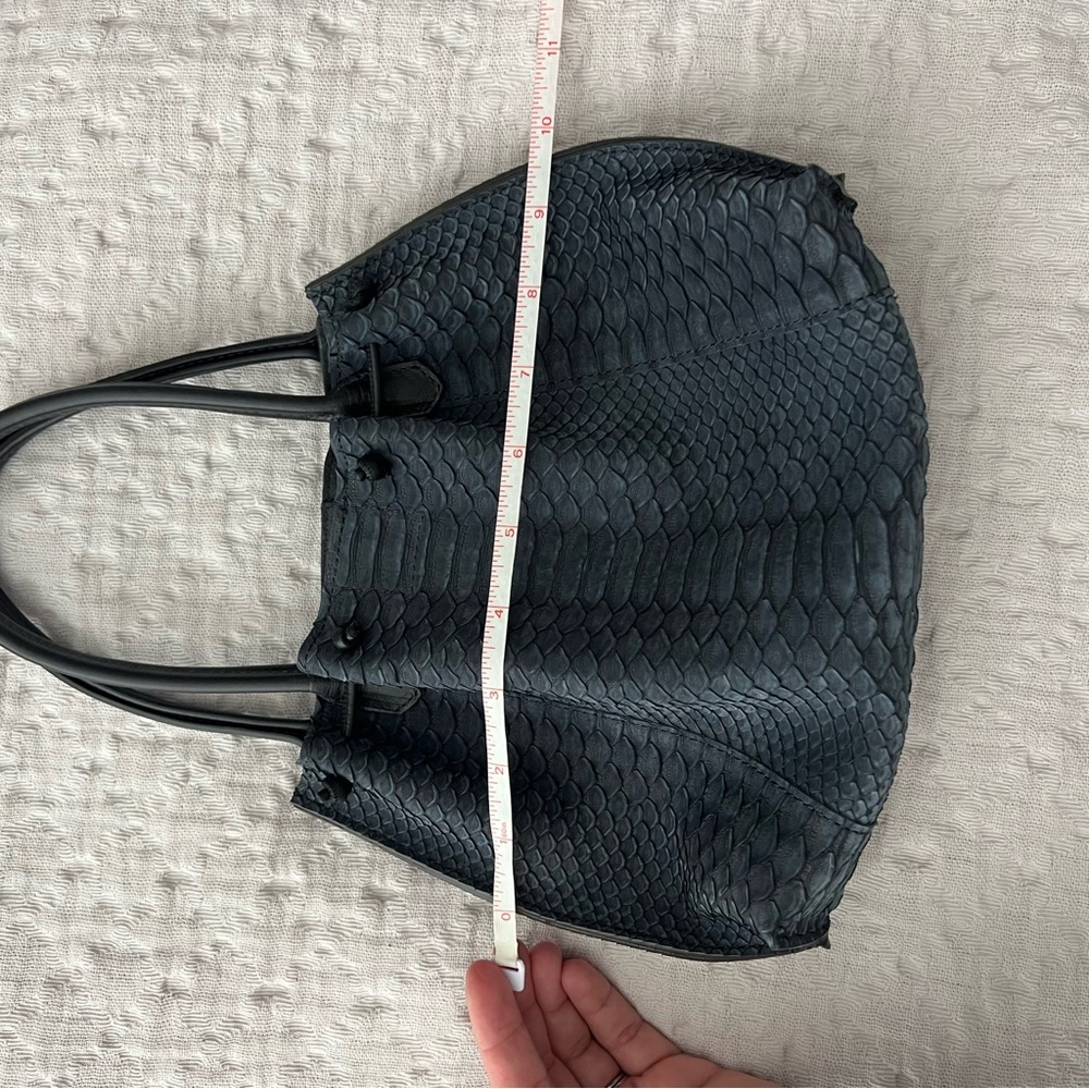 B. MAY Python Snake Leather Mini Bag One Size Dar… - image 9